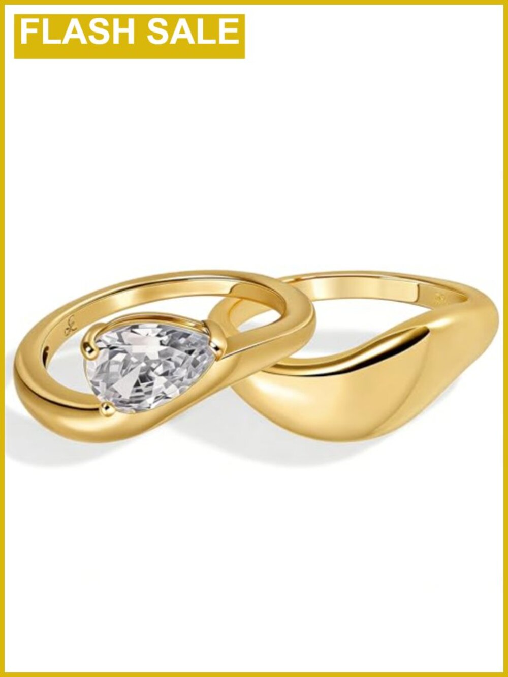 14K Gold Plated Pear Cubic Zirconia Eternity Stack Ring Women Size 4